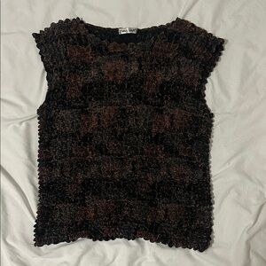 Textured Brown and Black Sleeveless Top